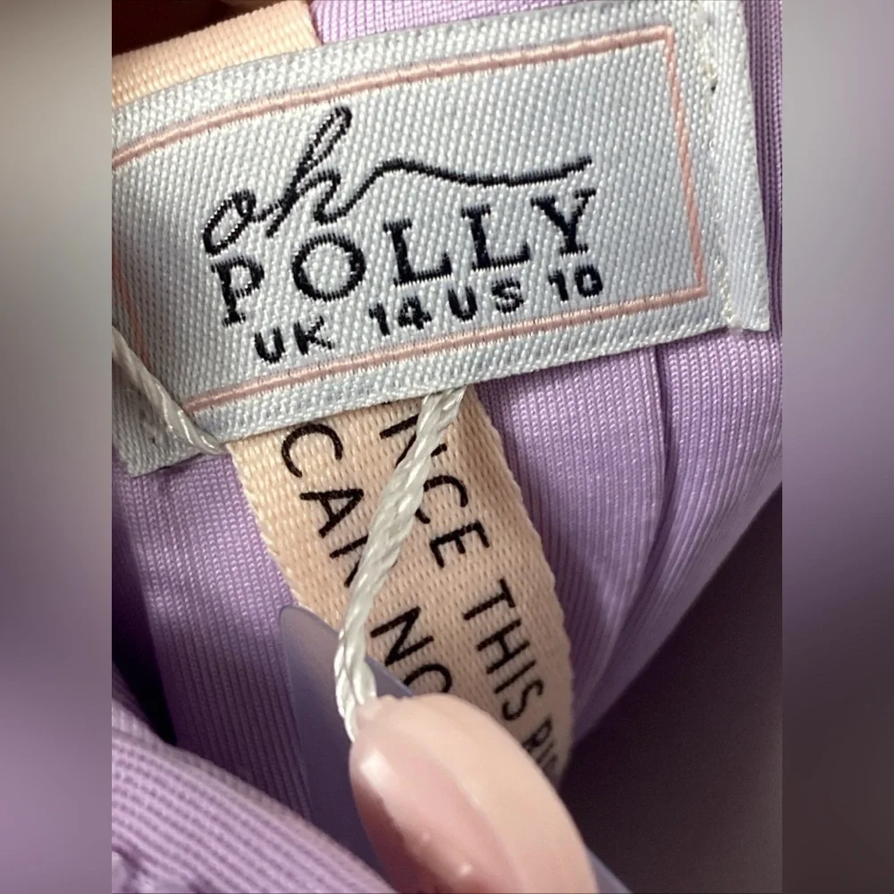 Oh Polly Venice Embellished Plunge Halter Neck Midaxi Dress in Lilac Size 10 - Picture 13 of 16